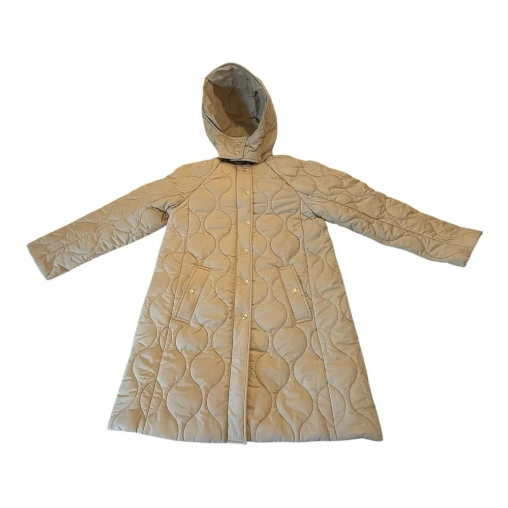 J Crew Khaki Long Signature Puffer Barn Corduroy Collar Lightweight Warm NEW